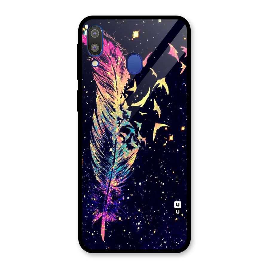 Feather Bird Fly Glass Back Case for Galaxy M20