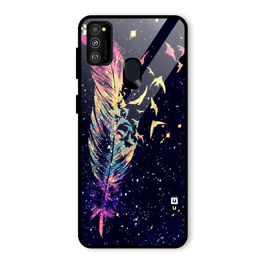 Feather Bird Fly Glass Back Case for Galaxy M30s