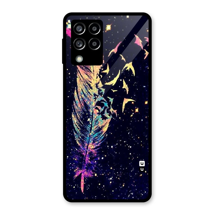 Feather Bird Fly Glass Back Case for Galaxy M53 5G