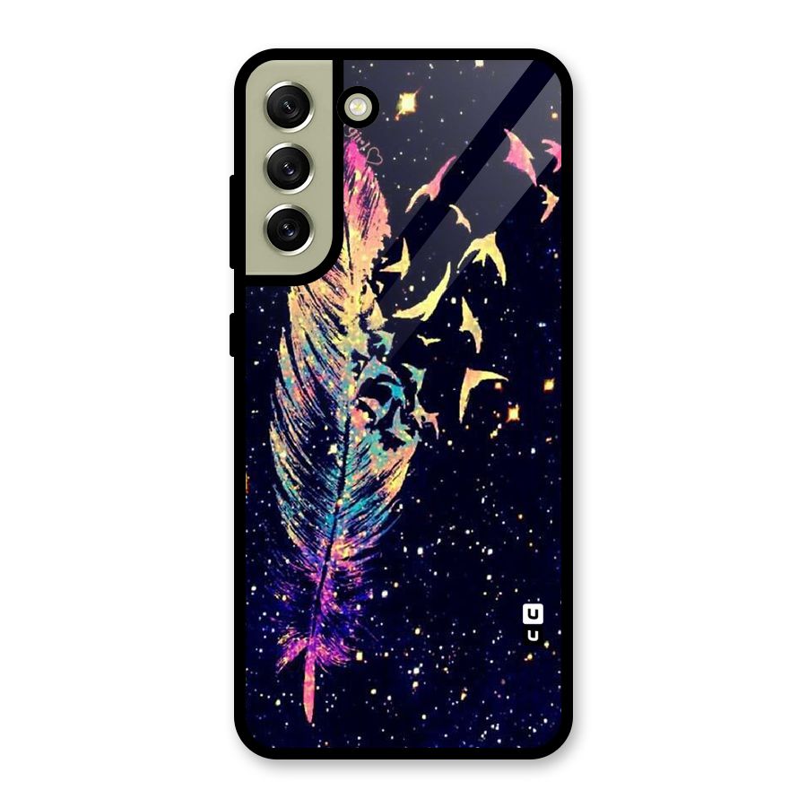 Feather Bird Fly Glass Back Case for Galaxy S21 FE 5G