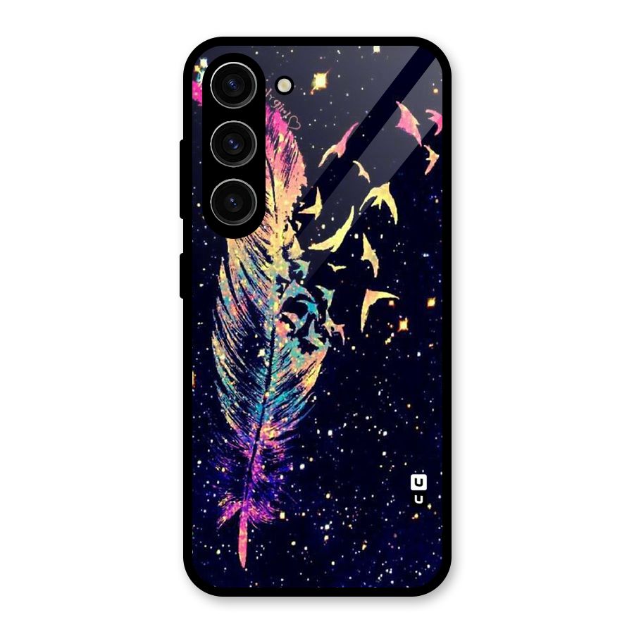 Feather Bird Fly Glass Back Case for Galaxy S23