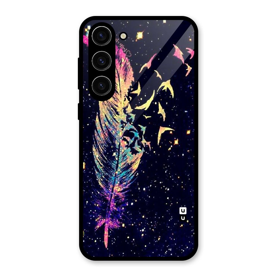 Feather Bird Fly Glass Back Case for Galaxy S23 Plus