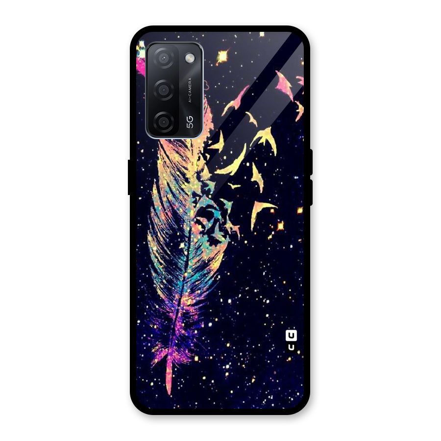 Feather Bird Fly Glass Back Case for Oppo A53s 5G