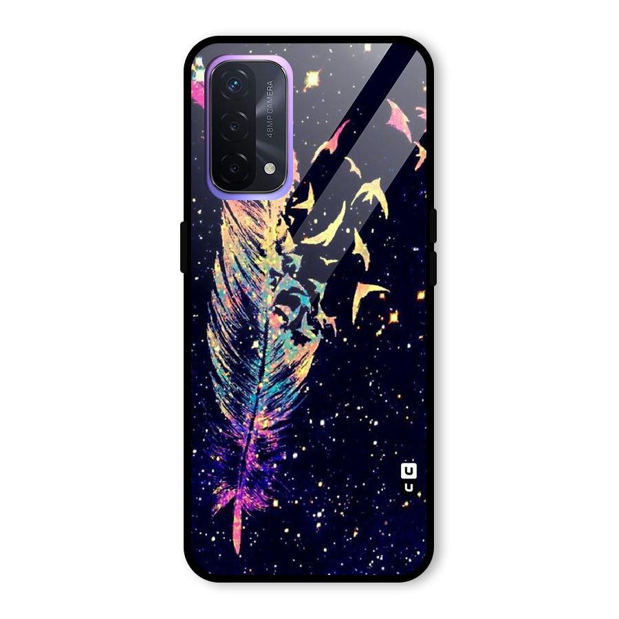 Feather Bird Fly Glass Back Case for Oppo A74 5G