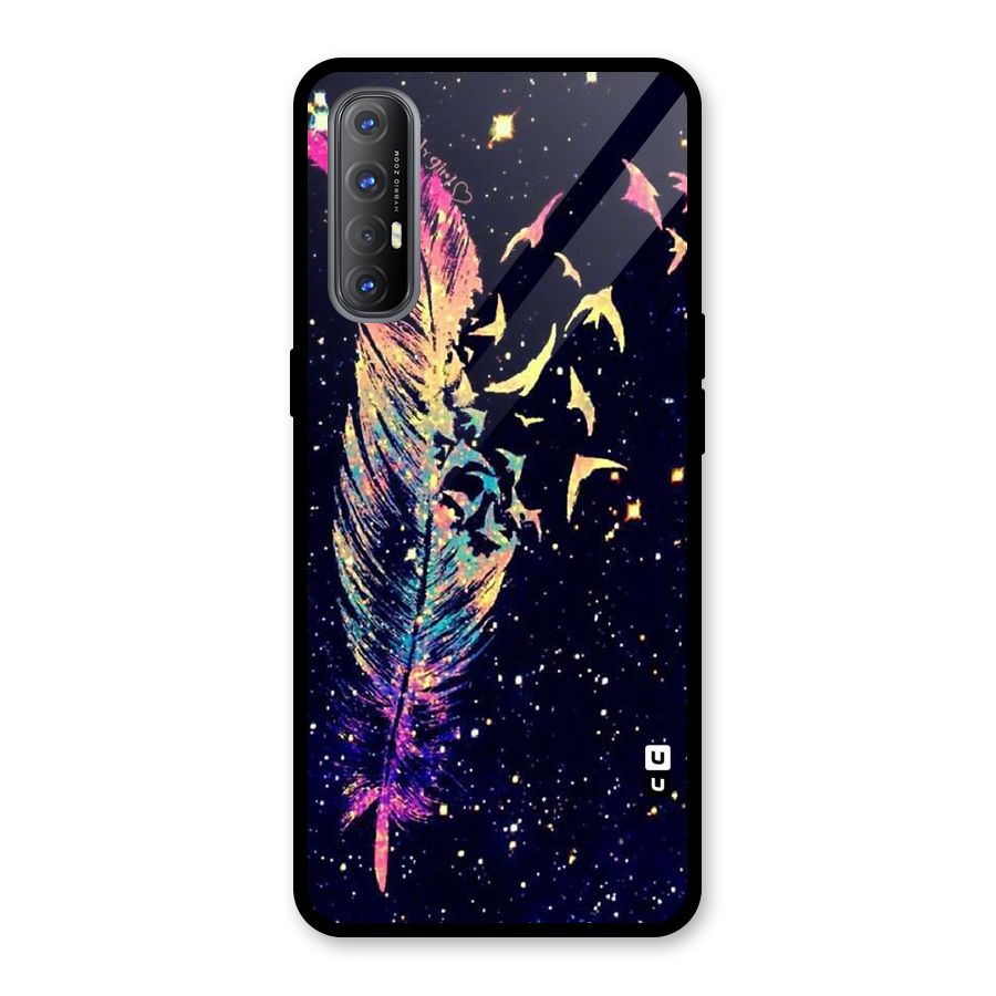 Feather Bird Fly Glass Back Case for Oppo Reno3 Pro