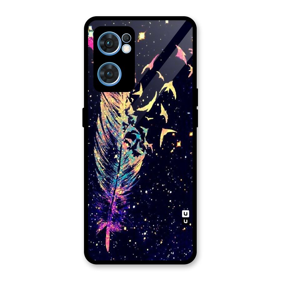 Feather Bird Fly Glass Back Case for Oppo Reno7 5G