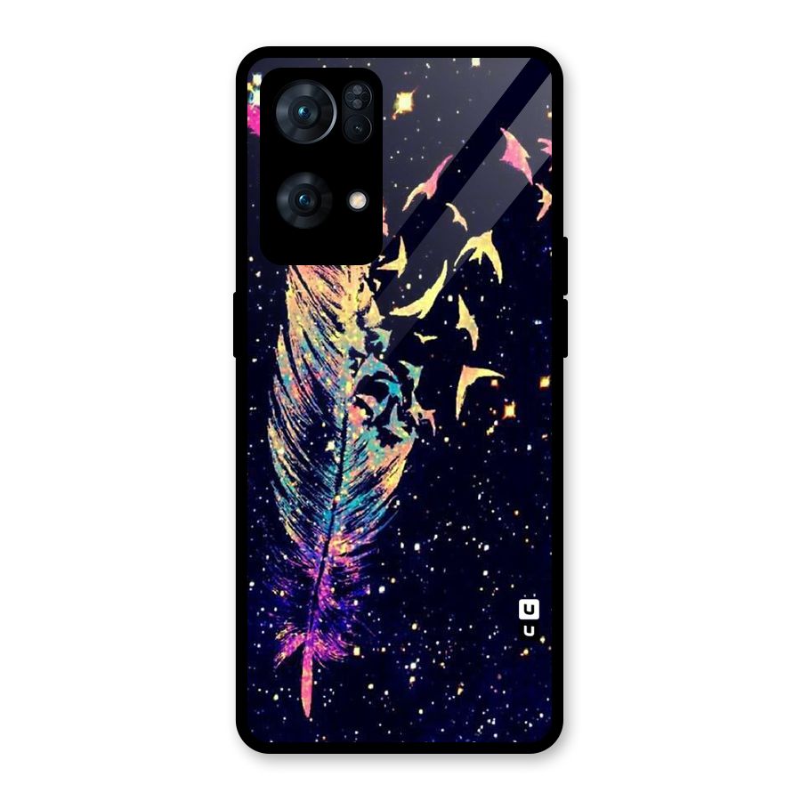 Feather Bird Fly Glass Back Case for Oppo Reno7 Pro 5G