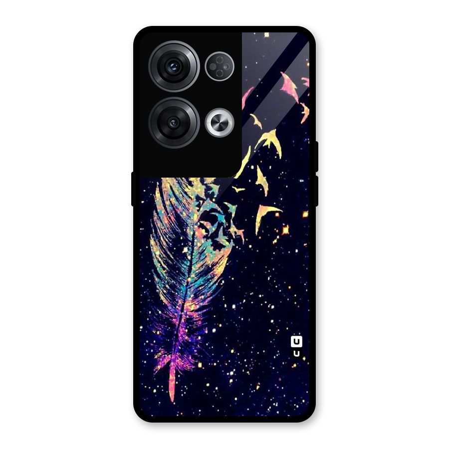 Feather Bird Fly Glass Back Case for Oppo Reno8 Pro 5G