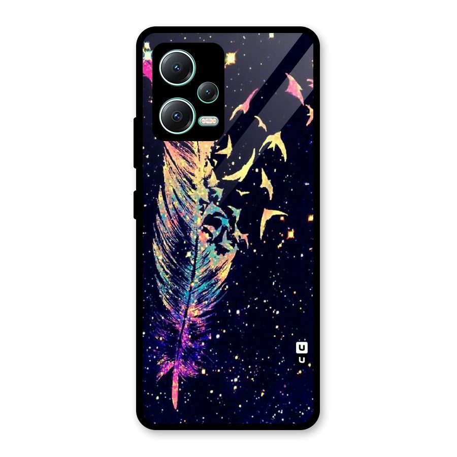 Feather Bird Fly Glass Back Case for Redmi Note 12 5G