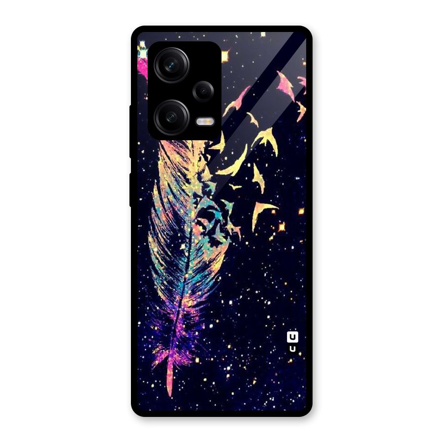 Feather Bird Fly Glass Back Case for Redmi Note 12 Pro