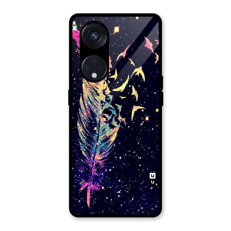 Feather Bird Fly Glass Back Case for Reno8 T 5G