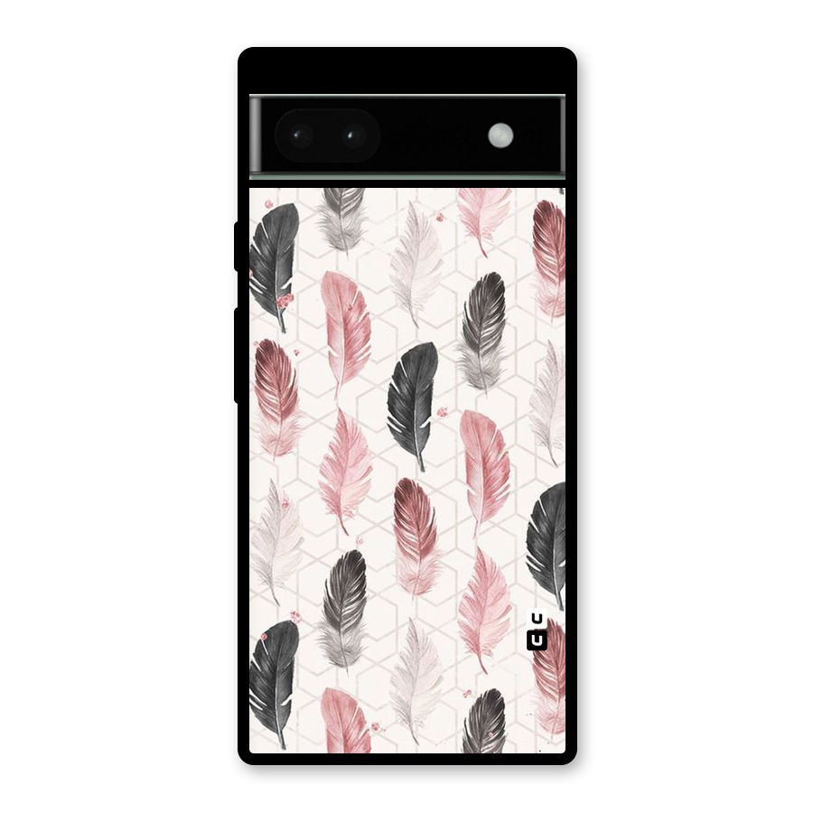 Feather Line Pattern Glass Back Case for Google Pixel 6a
