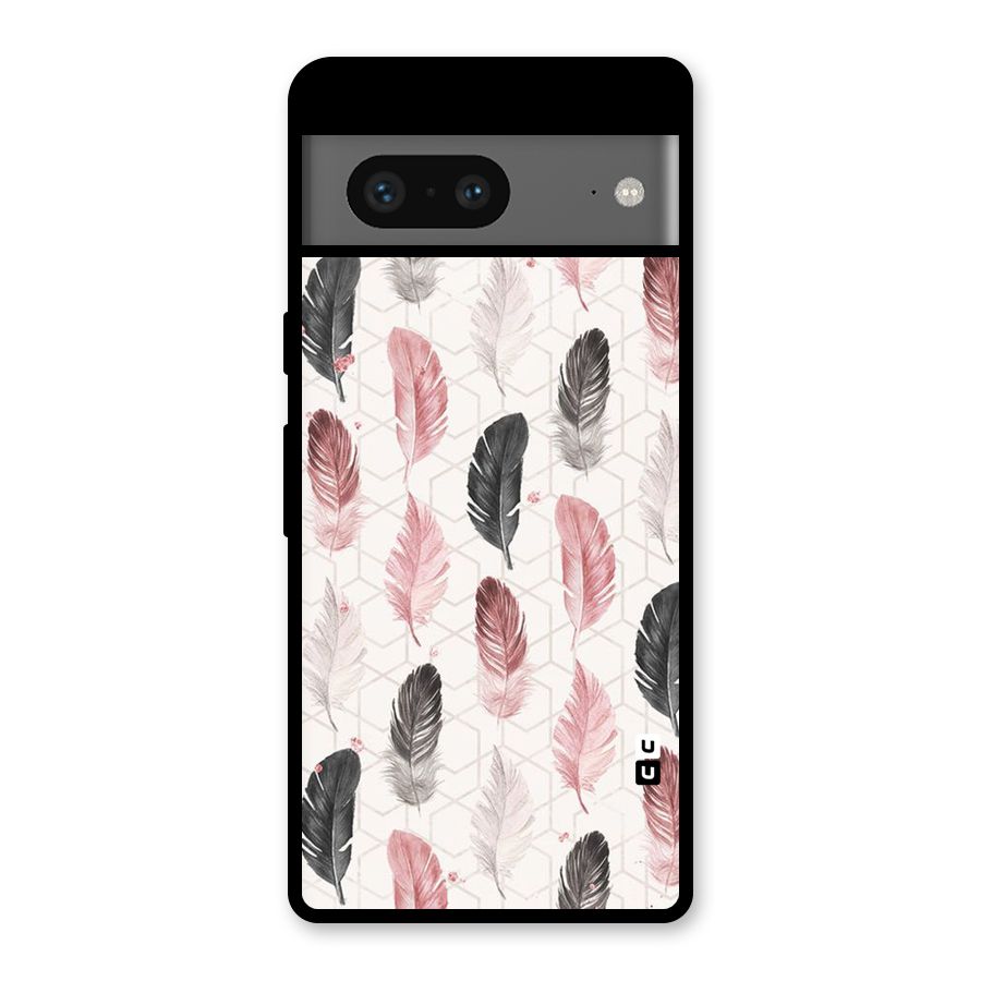 Feather Line Pattern Glass Back Case for Google Pixel 7