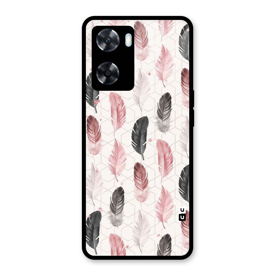 Feather Line Pattern Glass Back Case for Oppo A77