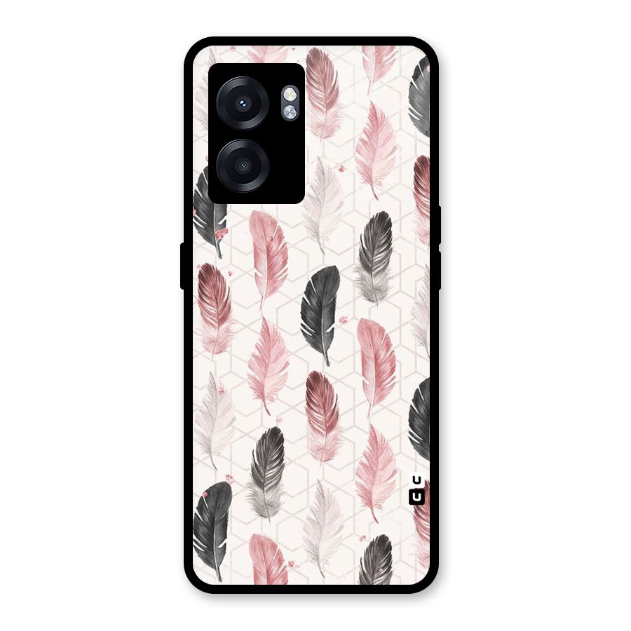 Feather Line Pattern Glass Back Case for Oppo K10 (5G)