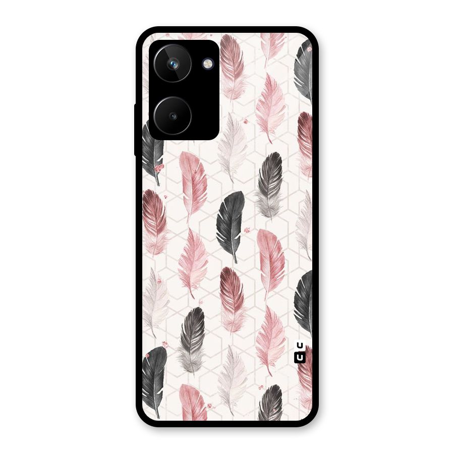 Feather Line Pattern Glass Back Case for Realme 10