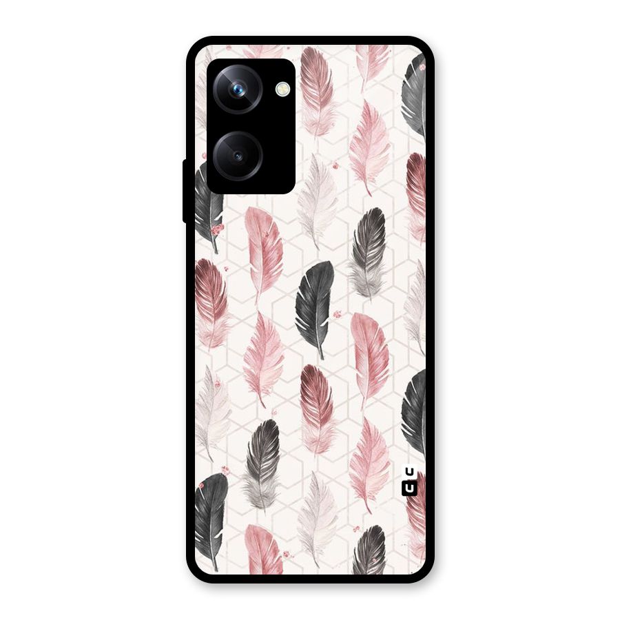 Feather Line Pattern Glass Back Case for Realme 10 Pro