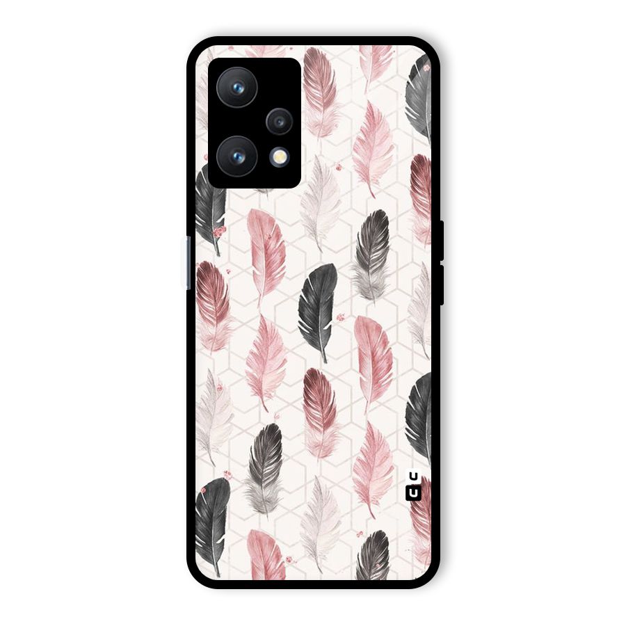 Feather Line Pattern Glass Back Case for Realme 9 Pro 5G