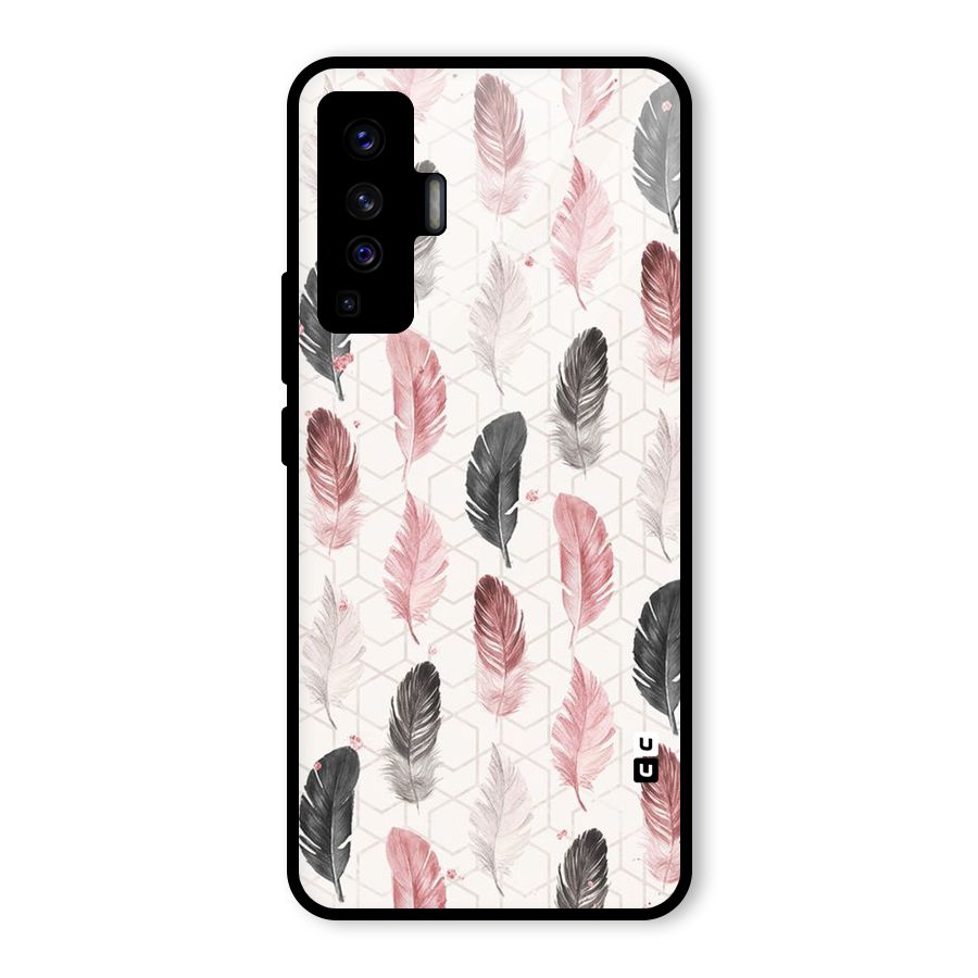 Feather Line Pattern Glass Back Case for Vivo X50