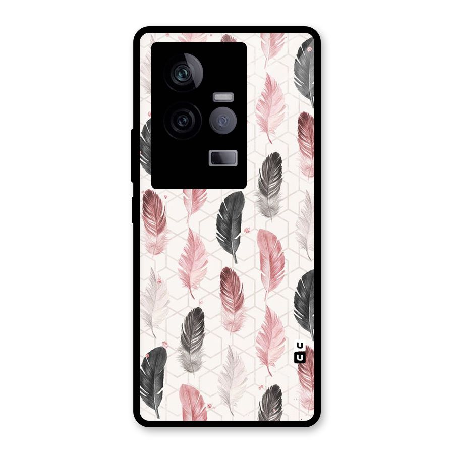 Feather Line Pattern Glass Back Case for Vivo iQOO 11 5G