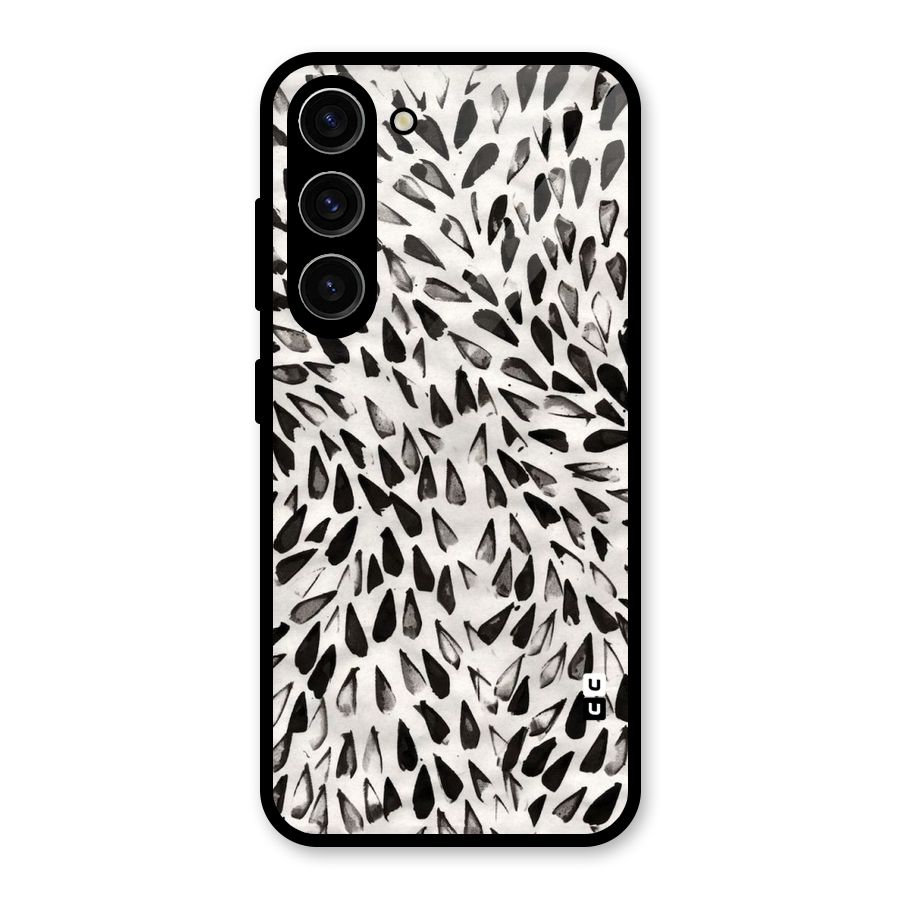 Feather Pattern Colorless Glass Back Case for Galaxy S23