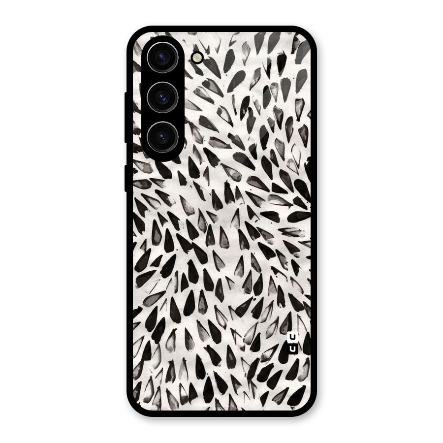 Feather Pattern Colorless Glass Back Case for Galaxy S23 Plus