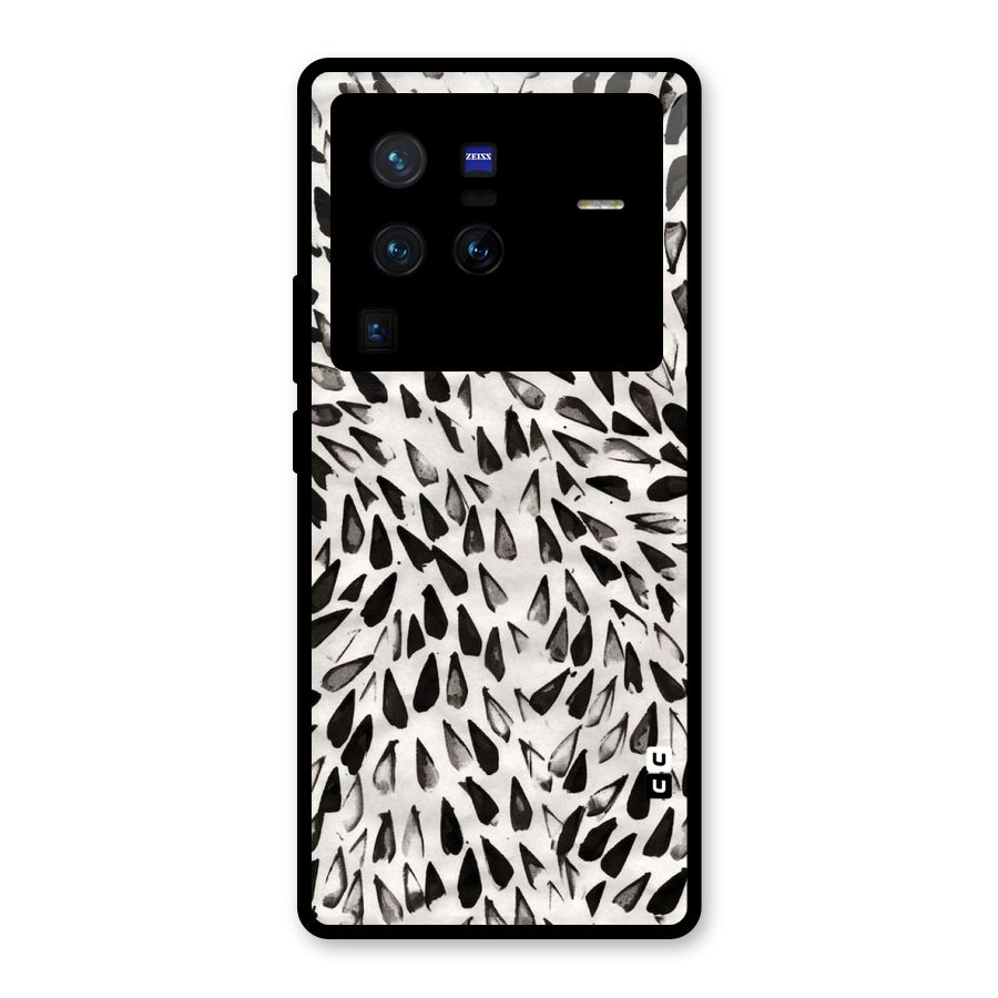Feather Pattern Colorless Glass Back Case for Vivo X80 Pro