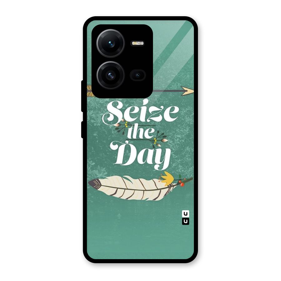 Feather Seize Glass Back Case for Vivo V25