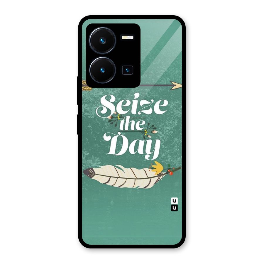 Feather Seize Glass Back Case for Vivo Y35