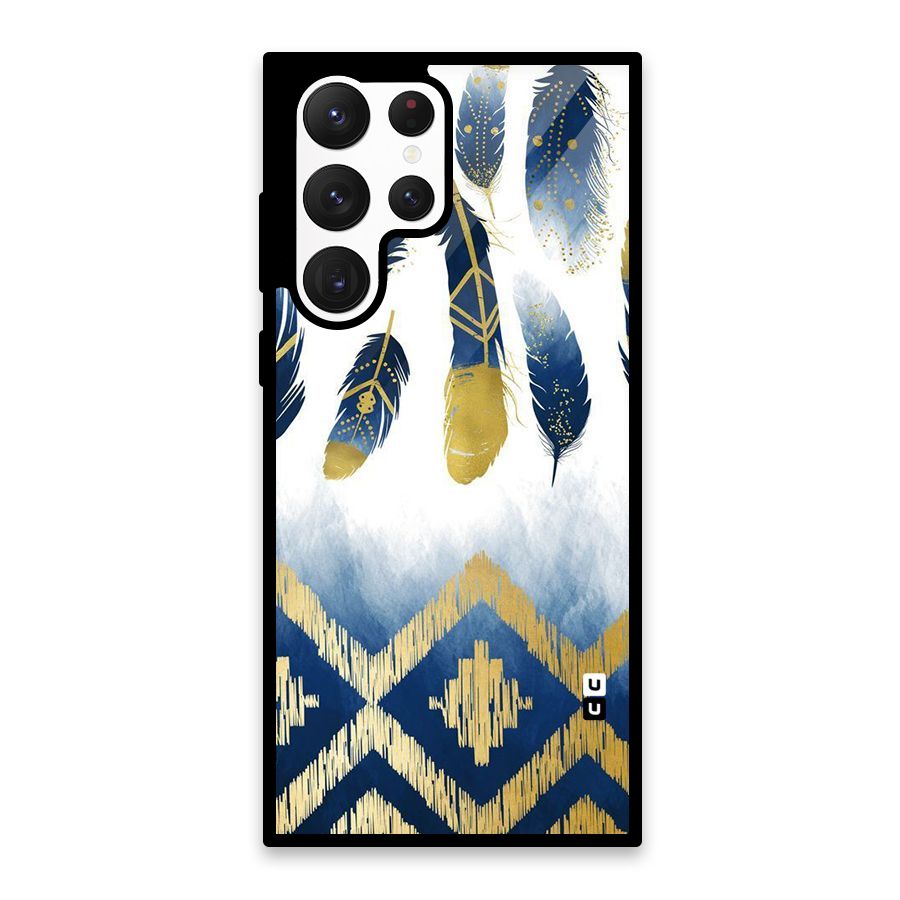 Feathers Beauty Glass Back Case for Galaxy S22 Ultra 5G