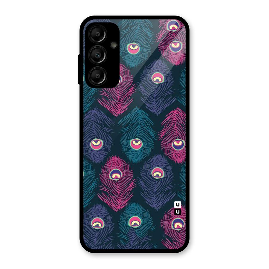 Feathers Patterns Glass Back Case for Galaxy A14 5G