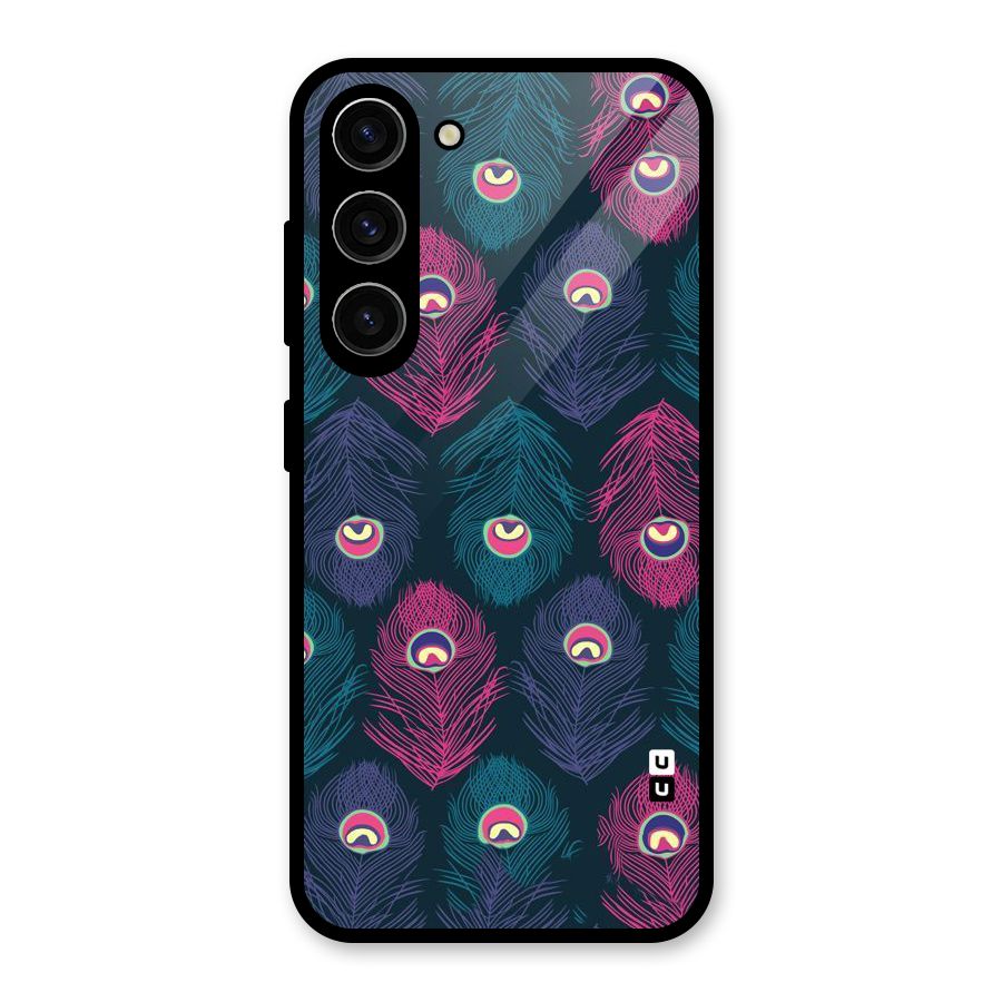 Feathers Patterns Glass Back Case for Galaxy S23