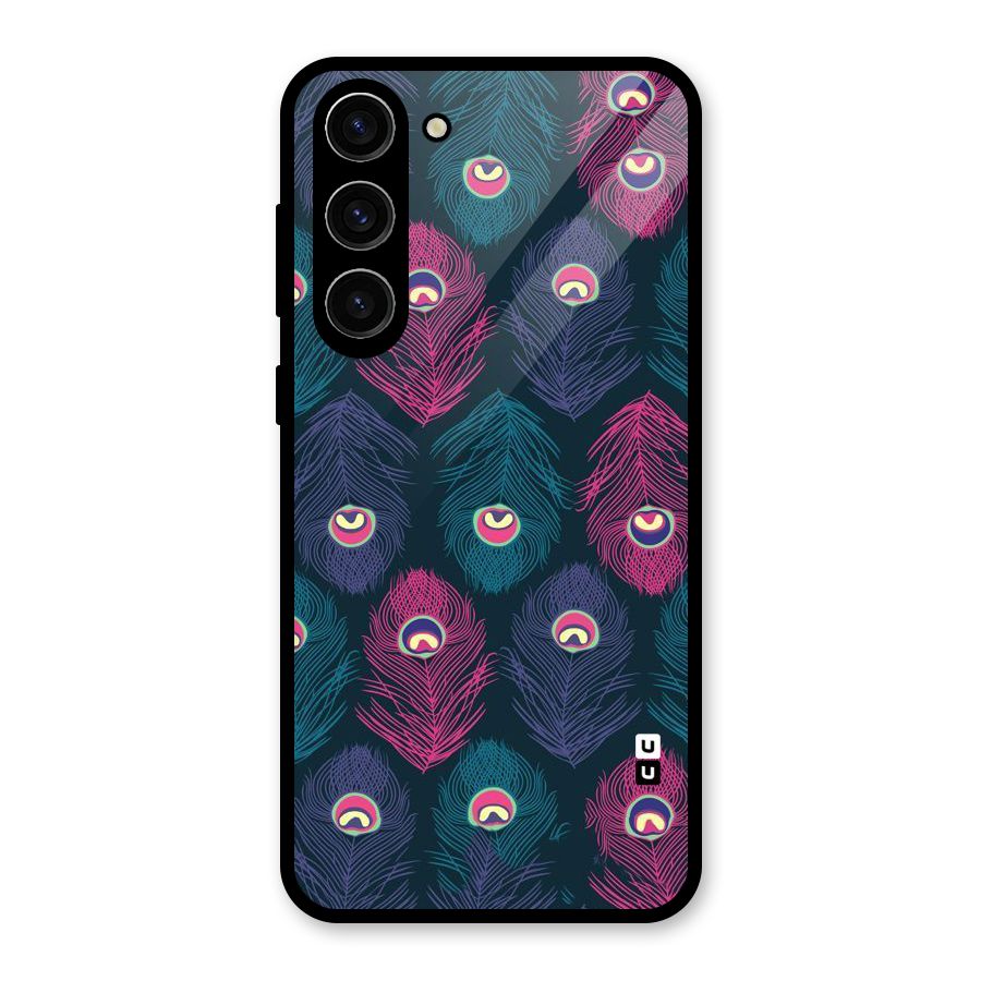 Feathers Patterns Glass Back Case for Galaxy S23 Plus