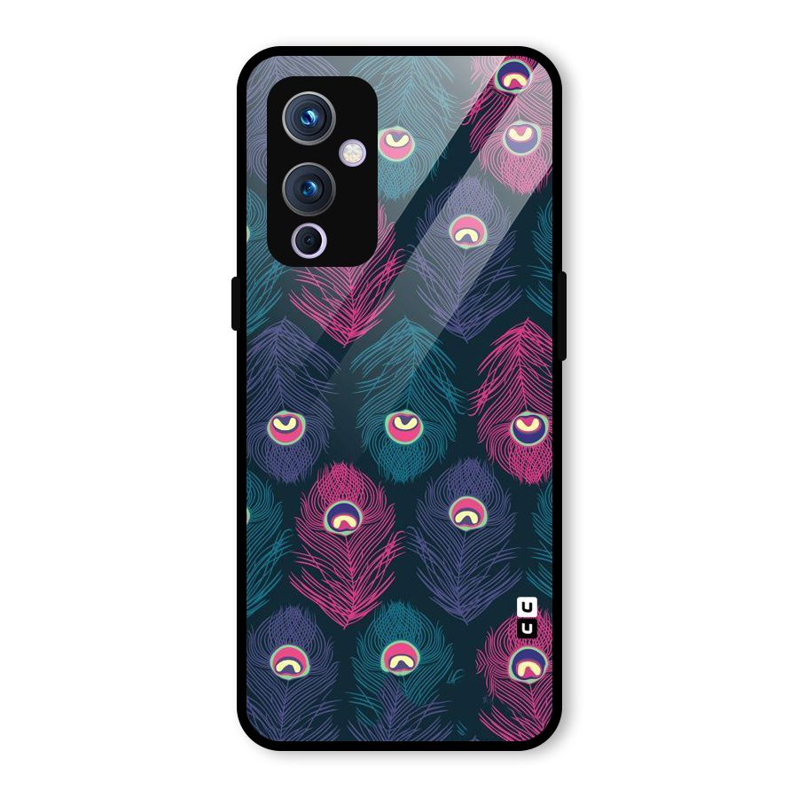 Feathers Patterns Glass Back Case for OnePlus 9
