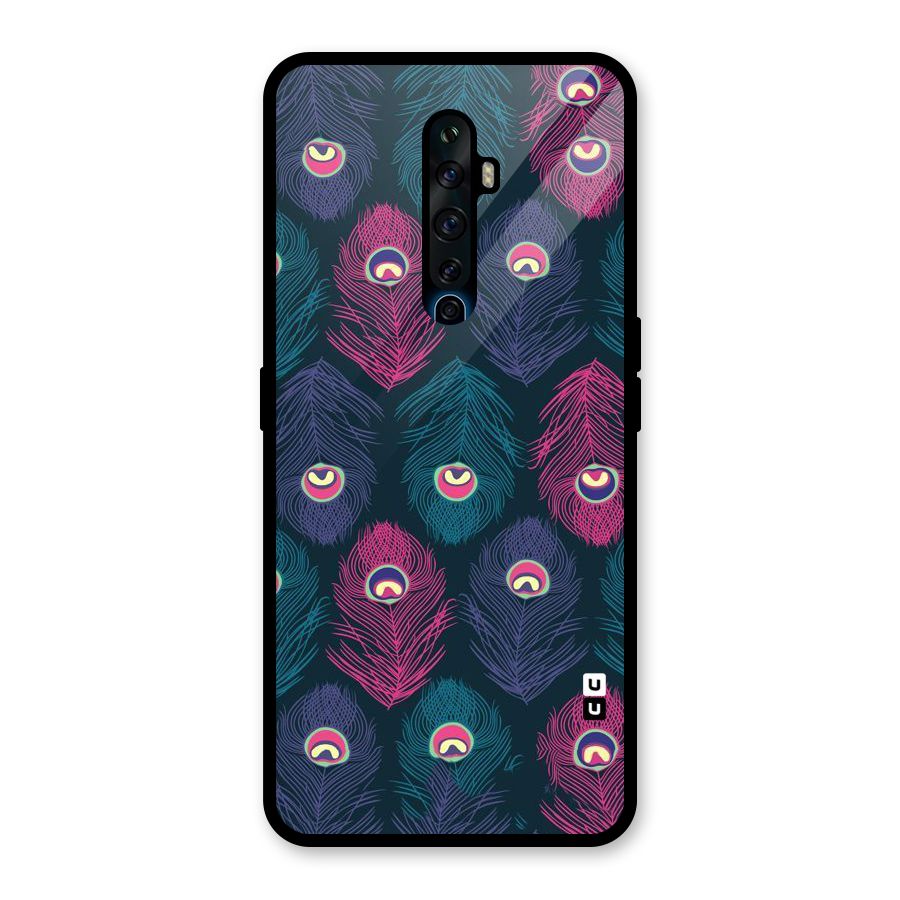 Feathers Patterns Glass Back Case for Oppo Reno2 F