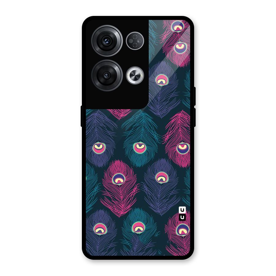 Feathers Patterns Glass Back Case for Oppo Reno8 Pro 5G