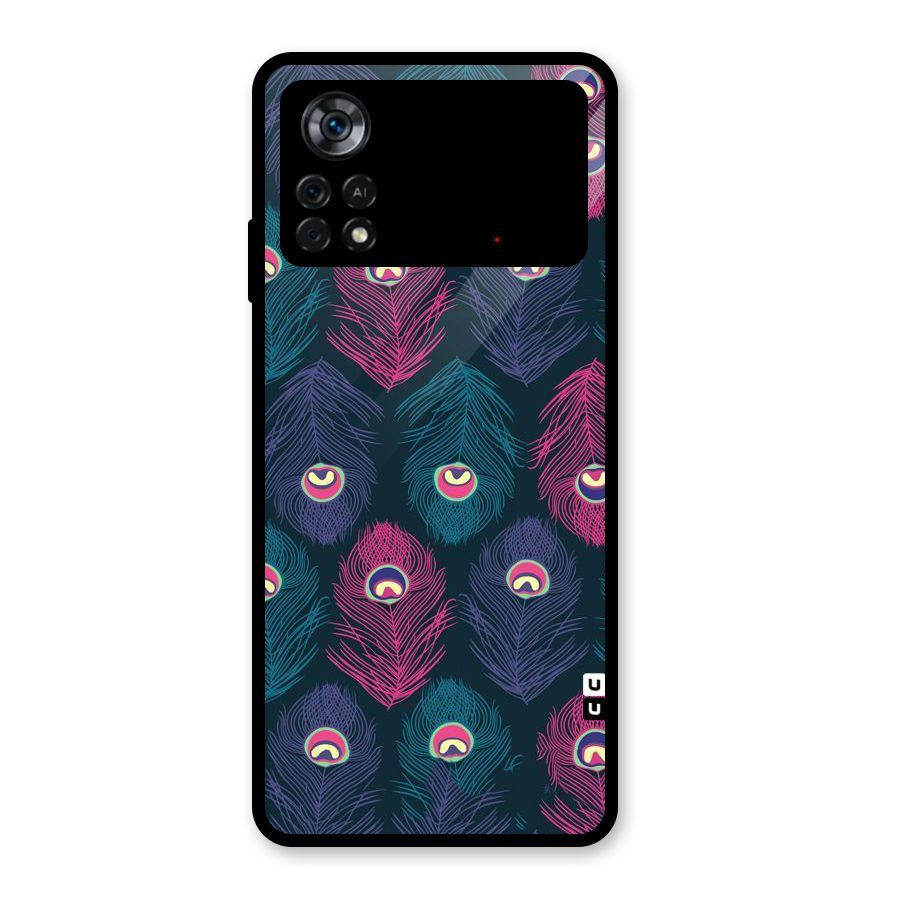 Feathers Patterns Glass Back Case for Poco X4 Pro 5G