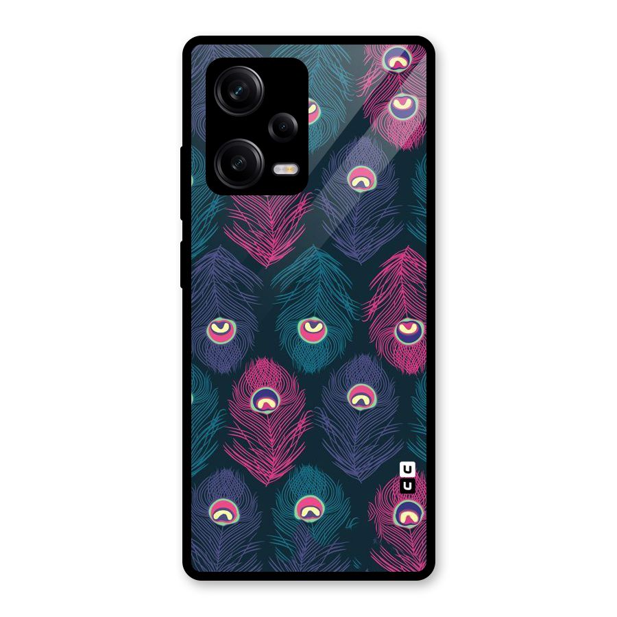 Feathers Patterns Glass Back Case for Redmi Note 12 Pro