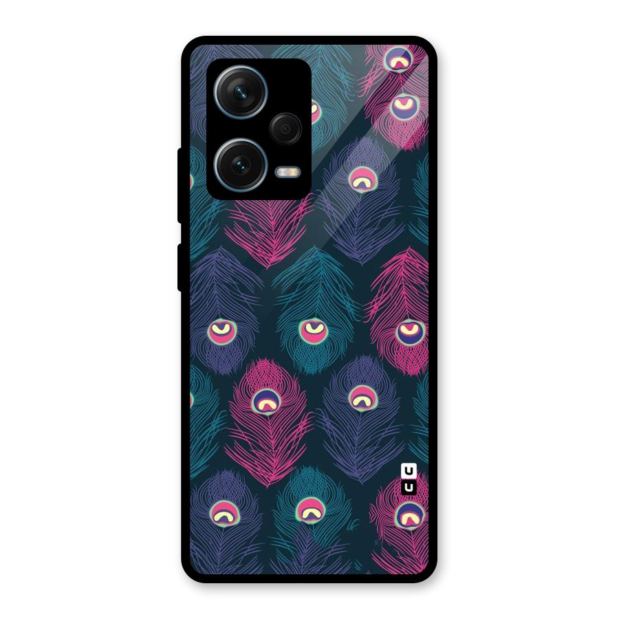 Feathers Patterns Glass Back Case for Redmi Note 12 Pro Plus 5G