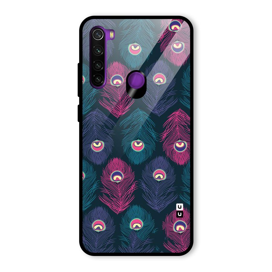 Feathers Patterns Glass Back Case for Redmi Note 8