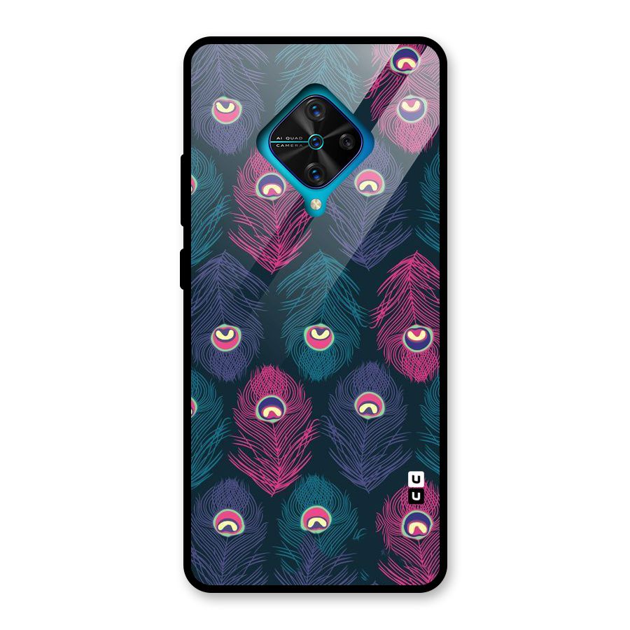 Feathers Patterns Glass Back Case for Vivo S1 Pro