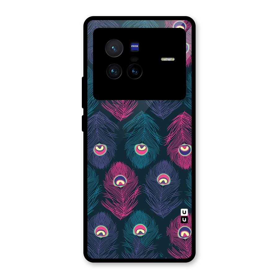 Feathers Patterns Glass Back Case for Vivo X80