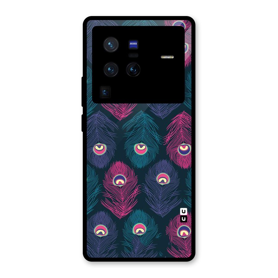 Feathers Patterns Glass Back Case for Vivo X80 Pro