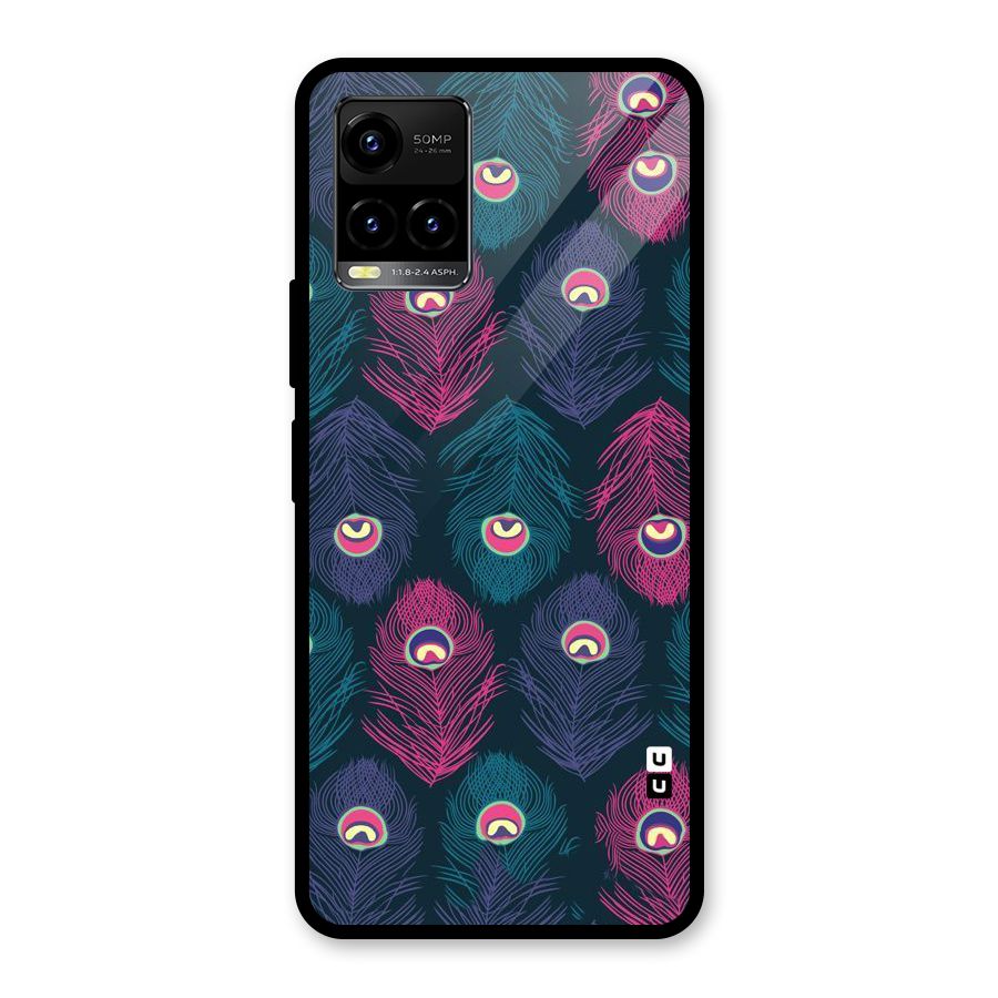 Feathers Patterns Glass Back Case for Vivo Y21T