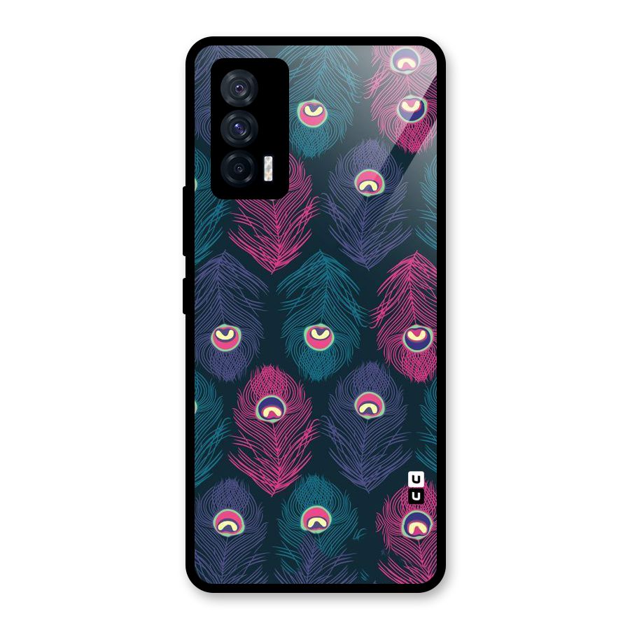 Feathers Patterns Glass Back Case for Vivo iQOO 7 5G