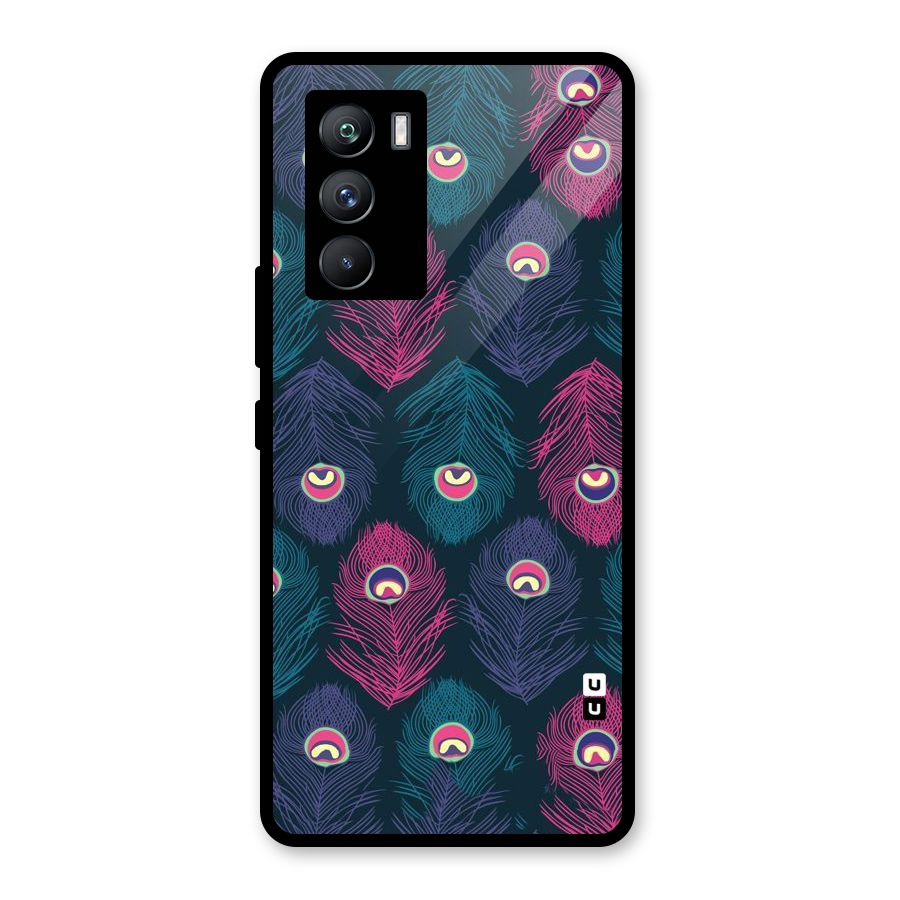 Feathers Patterns Glass Back Case for Vivo iQOO 9 SE