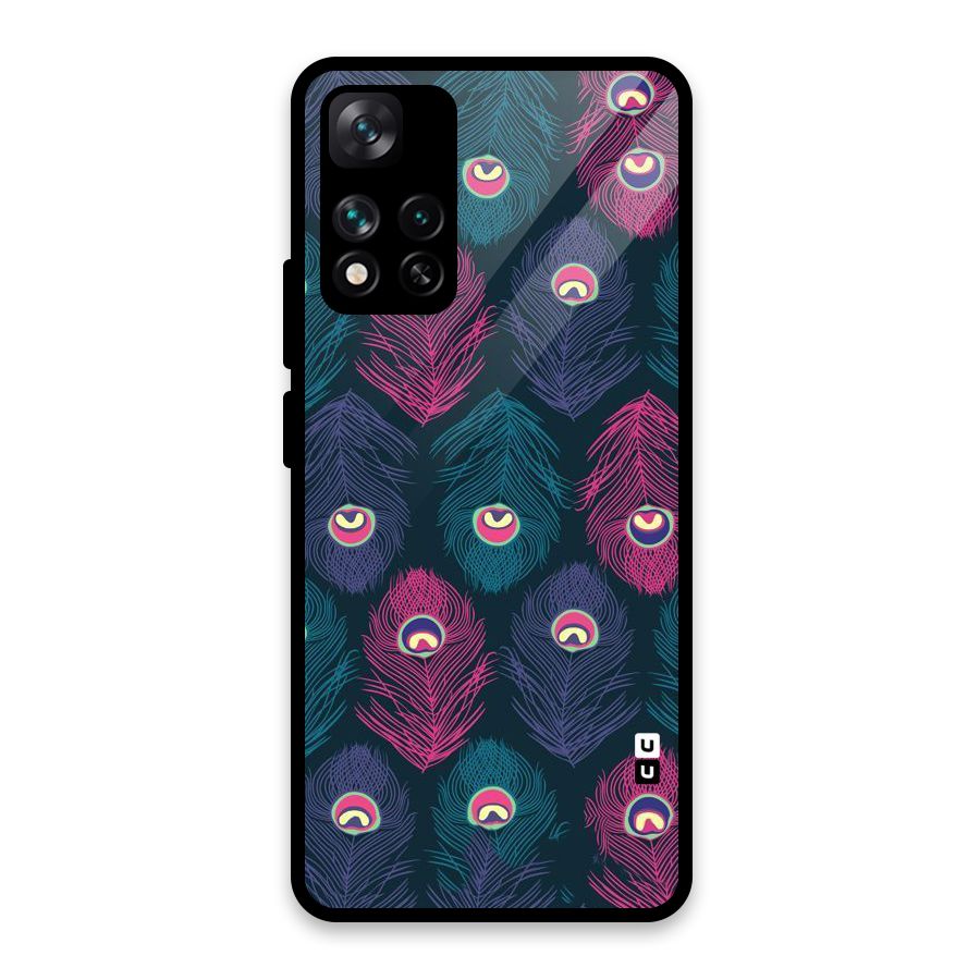 Feathers Patterns Glass Back Case for Xiaomi 11i HyperCharge 5G