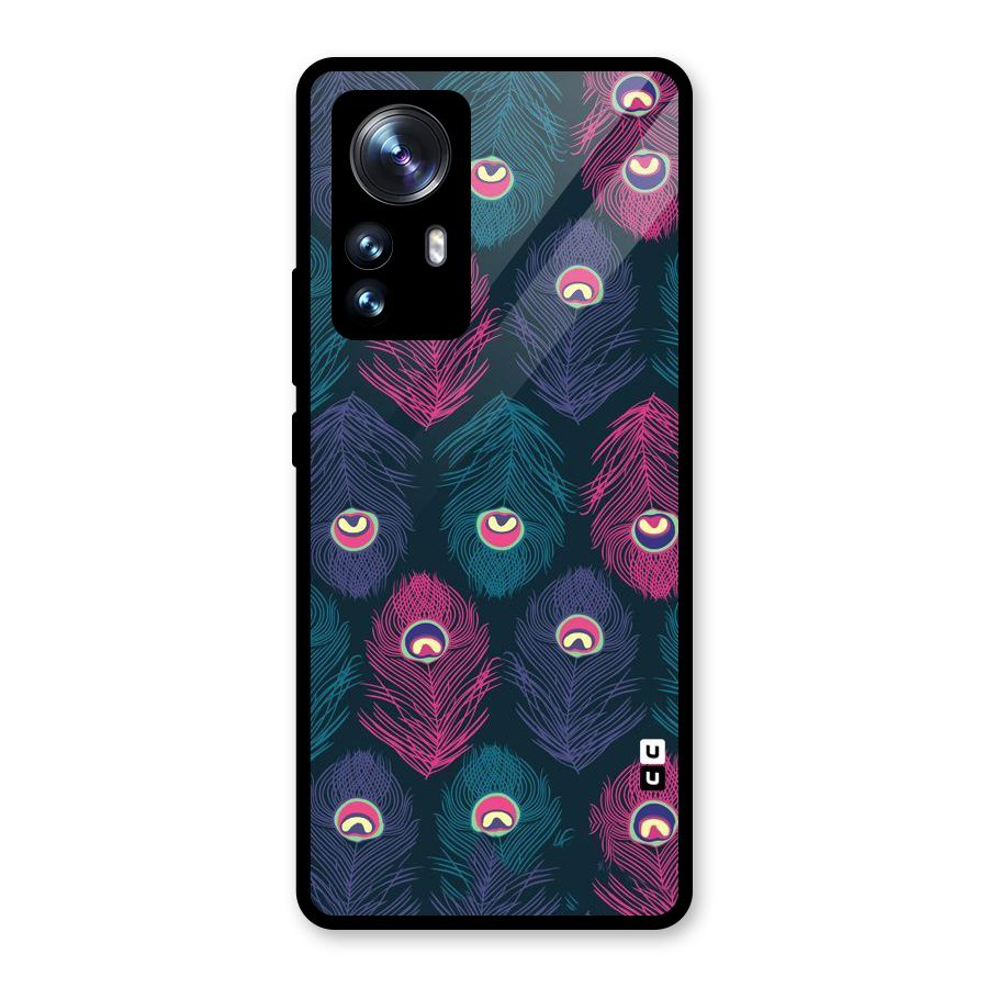 Feathers Patterns Glass Back Case for Xiaomi 12 Pro