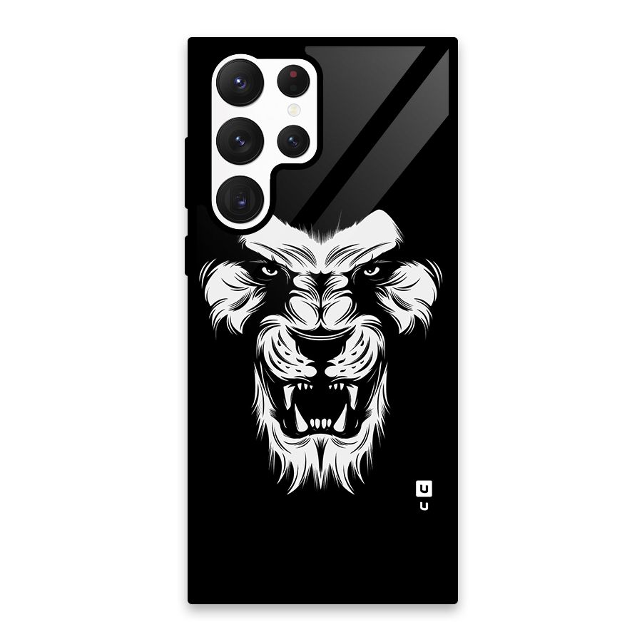 Fierce Lion Digital Art Glass Back Case for Galaxy S22 Ultra 5G