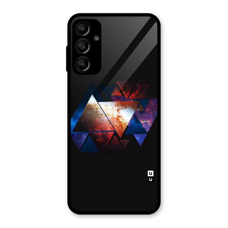 Fire Galaxy Triangles Glass Back Case for Galaxy A14 5G